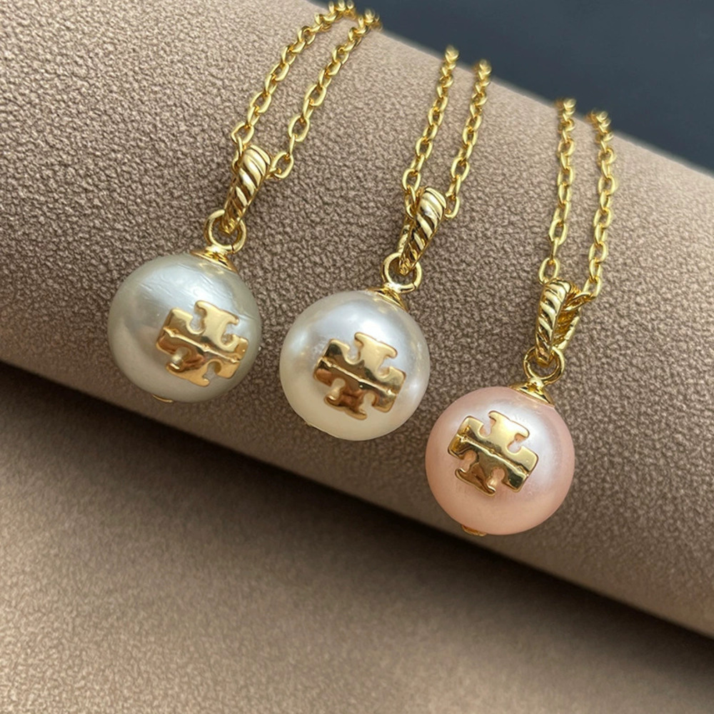 Tory Burch Double Faux Pearl Pendant Gold Plated Lulutong Necklace